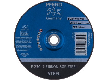 62223737 | Schleifscheibe 230 x 7,2 x 22,23 mm, ZIRKON SGP STEEL