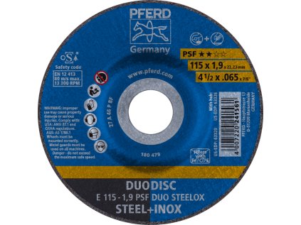 62011630 | Trenn- und Schleifscheibe 115 x 1,9 x 22,23 mm, PSF DUODISC STEELOX