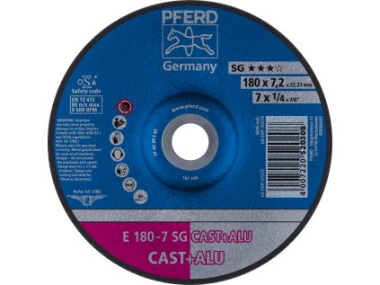 62217681 | Schleifscheibe für Gießereien 180 x 7,2 x 22,23 mm, SG CAST + ALU