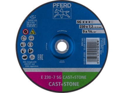 62914720 | Schleifscheibe für Gießereien 230 x 7,2 x 22,23 mm, SG CAST + STONE