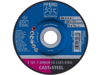 62212747 | Schleifscheibe für Gießereien 125 x 7,2 x 22,23 mm, ZIRKON SG CAST + STEEL