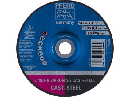 62217837 | Schleifscheibe für Gießereien 180 x 8,3 x 22,23 mm, ZIRKON SG CAST + STEEL
