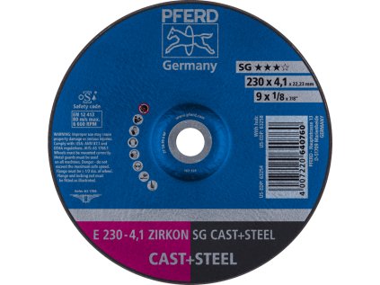 62218310 | Schleifscheibe für Gießereien 230 x 4,1 x 22,23 mm, ZIRKON SG CAST + STEEL