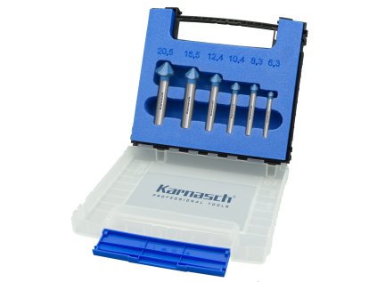 201653 | Set 6 HSS-XE + BLUE-TEC beschichtete Kegelsenker 90 Grad RAPID-CUT 6,3-8,3-10,4-12,4-16,5-20,5 mm