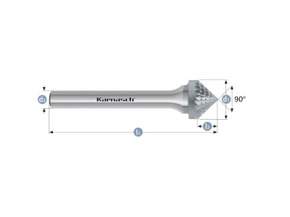 113111005 | K (KSK) - Kegel Frässtift 90° HP-3 univerzálne ozubenie priemer 3,0x3x3-38 mm, unbeschichtet