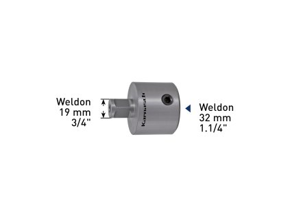 201386 | Adapter Weldon 19mm 1/4 Inch - Weldon 32mm 1 1/4 Inch; Bohrung 7,98mm