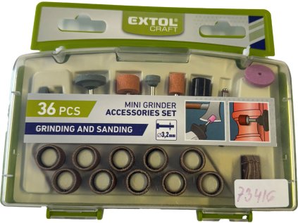 73416 | Nástroje pre priamu brúsku priemer stopky 3,2 mm, 36-dielna sada
