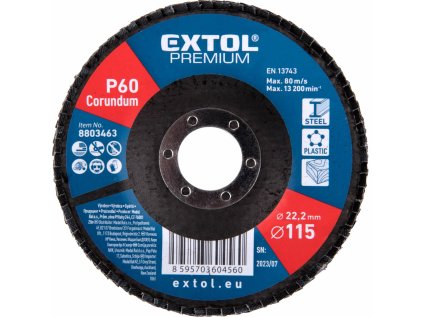 8803463 | Fächerschleifscheibe 115x22,2 mm, P60, EXTOL PREMIUM