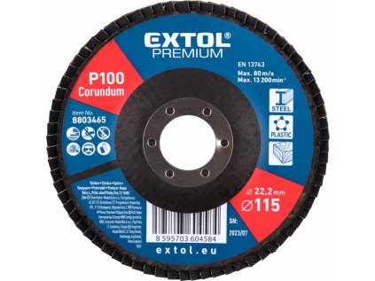 8803465 | Kotúč lamelový šikmý korundový 115x22,2 mm, P100, EXTOL PREMIUM