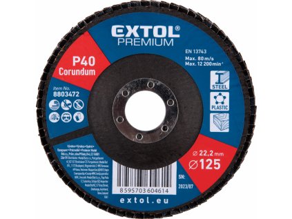 8803472 | Fächerschleifscheibe 125x22,2 mm, P40, EXTOL PREMIUM