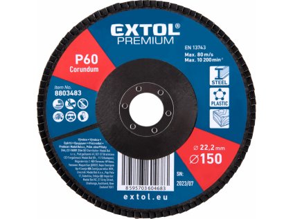 8803483 | Fächerschleifscheibe 150x22,2 mm, P60, EXTOL PREMIUM