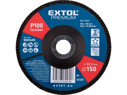 8803485 | Fächerschleifscheibe 150x22,2 mm, P100, EXTOL PREMIUM