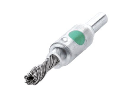 451478 | Pinselbürste mit Schaft 6 mm Stahldraht rostfrei(1.4401), gezopft 6/10x65x25 mm / 0,35