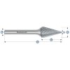 113092040 | M (SKM) - Spitzkegel Frässtift HP-4 10,0x20x6-65/28° mm, unbeschichtet