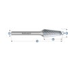 113087047 | L (KEL) -L (KEL) -Rundkegel Frässtift HP-1 12,0 DINx25x6-70/14°mm, unbeschichtet