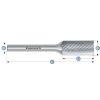 113013105 | B (ZYB) - Zylinder Frässtift mit Stirnverzahnung HP-5 12,0x25x6-175 mm, unbeschichtet