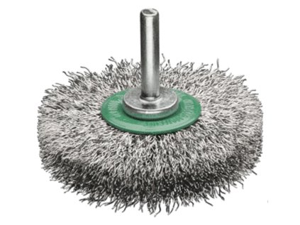 418342 | Rotační kartáč se stopkou průměr 6 mm nerezavějící drát, zvlněný průměr 80x12 / 0,20 nerezový drát, zvlněný