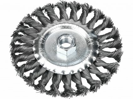 17026 | Rotační kartáč průměr 125 mm, uchytenie M14, oceľový drôt splietaný 0,5 mm
