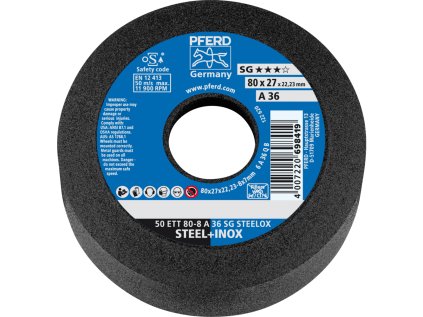 63417122 | Brusný hrncový kotouč válcový 80x8x22,23 mm, Z36, SG STEELOX