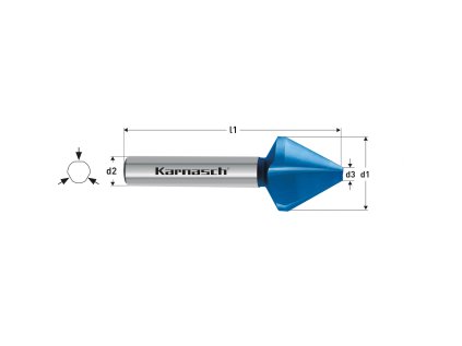 4030300080 | Kužeľový a odihlovací záhlbník podľa DIN 334 tvar C 60° HSS-xE povlakované 8,0x2,0-50,0x6,0 mm