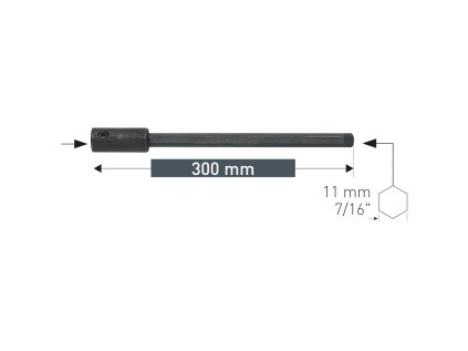 201508 | Predĺženie 300 mm stopka 6-hran 11,0 mm, vnútorný 6-hran 11,0 mm