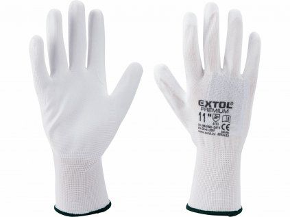 8856631 | Arbeitshandschuhe aus Polyester, mit Polyurethan beschichtet, weiß, Größe 230 mm (M)