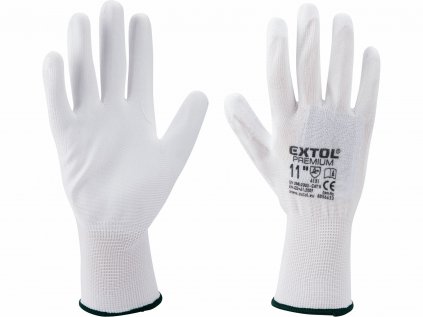 8856631 | Rukavice pracovné polyester máčané v polyuretáne, biele veľkosť 230 mm (M)