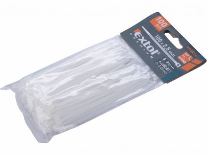 8856102 | Pásky sťahovacie biele 2,5 x 100 mm - balenie 100 ks