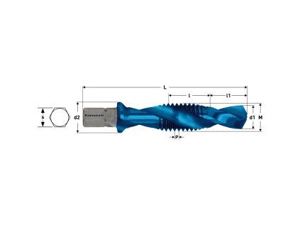 201880010 | Kombinált menetfúró M3x0.5, BLUE-TEC