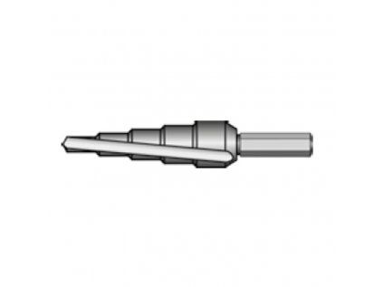 B643012 | Stupňovitý vrták - bit 1/4", rýchlorezná oceľ, priemer 4-12 mm