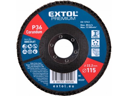 8803461 | Kotúč lamelový šikmý korundový 115x22,2 mm, P36, EXTOL PREMIUM