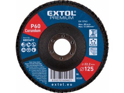 Korund ferde lamellás csiszolótárcsa 125x22,2 mm, P60, EXTOL PREMIUM | Extol Premium (8803473)