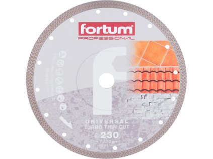 4763045 | Kotúč rezný diamantový Turbo Thin Cut, suché a mokré rezanie, FORTUM 230x10,0x2,0x22,2 mm