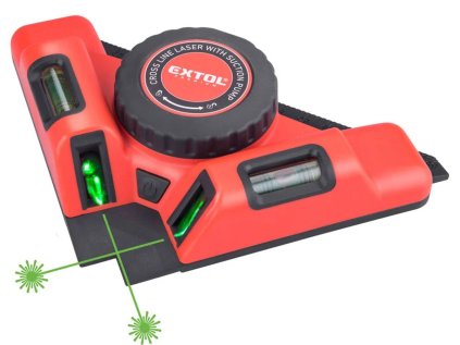 8823303 | Uholník laserový s prísavkou, zelený laser, max. 9m, 3,7V Li-ion, USB nabíjanie