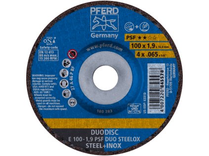 62010630 | Rezný a brúsiaci kotúč 100 x 1,9 x 16,0 mm, PSF DUODISC STEELOX