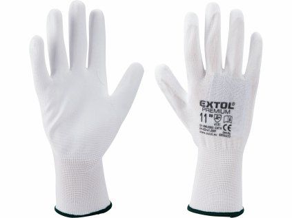 8856631 | Arbeitshandschuhe aus polyurethanbeschichtetem Polyester, weiß, Größe 230 mm (M)