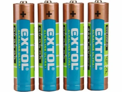 Baterie alkalická 1,5V, typ AAA - balení 4 ks | Extol Energy (42010)