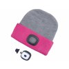 43197 | Kappe mit 4xLED-Scheinwerfer, 45 lm, Li-Ion 300 mAh, rosa-grau