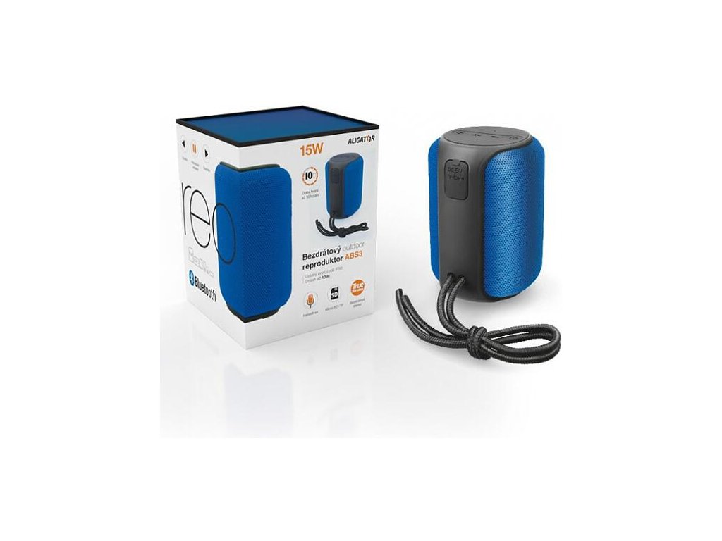 bluetooth outdoor reproduktor aligator stereo abs3 modry
