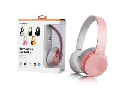 Bluetooth sluchátka AH02, FM, SD karta, rosegold