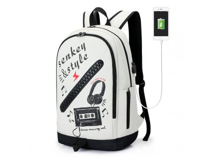 Školní batoh Senkey Style Music - bílý