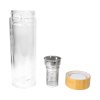 Čajový infuser - dvojstěnná termo láhev s bambusovým víčkem - 400 ml - TEABEE