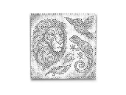 Lev, sova, chameleón bodkovanie s ramom