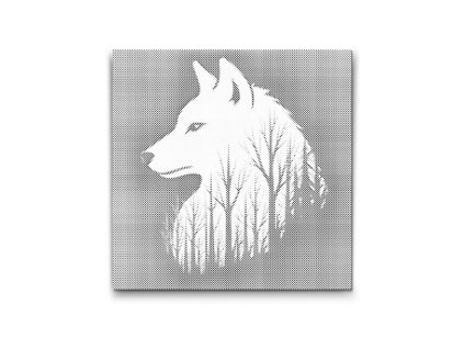 Biely vlk v lese  bodkovanie s rámom