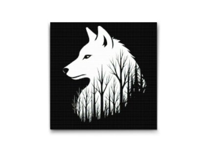 Biely vlk v lese diamantove malovanie s ramom