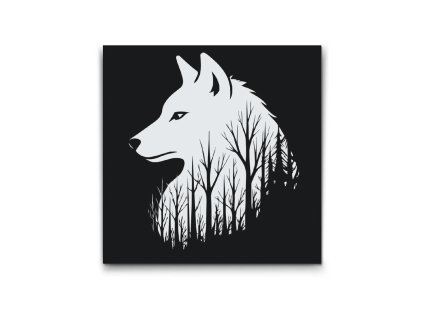 Biely vlk v lese malovanie podla cisel s ramom