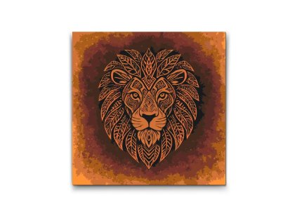 Lev v zlatej aure malovanie podla cisel s ramom