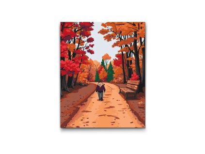 Jesenná prechádzka v lese malovanie podla cisel s ramom