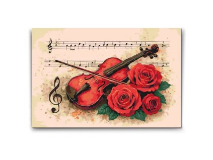 Husle s červenými ružami malovanie podla cisel s ramom