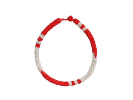 náhrdelník masaj červeno bílá